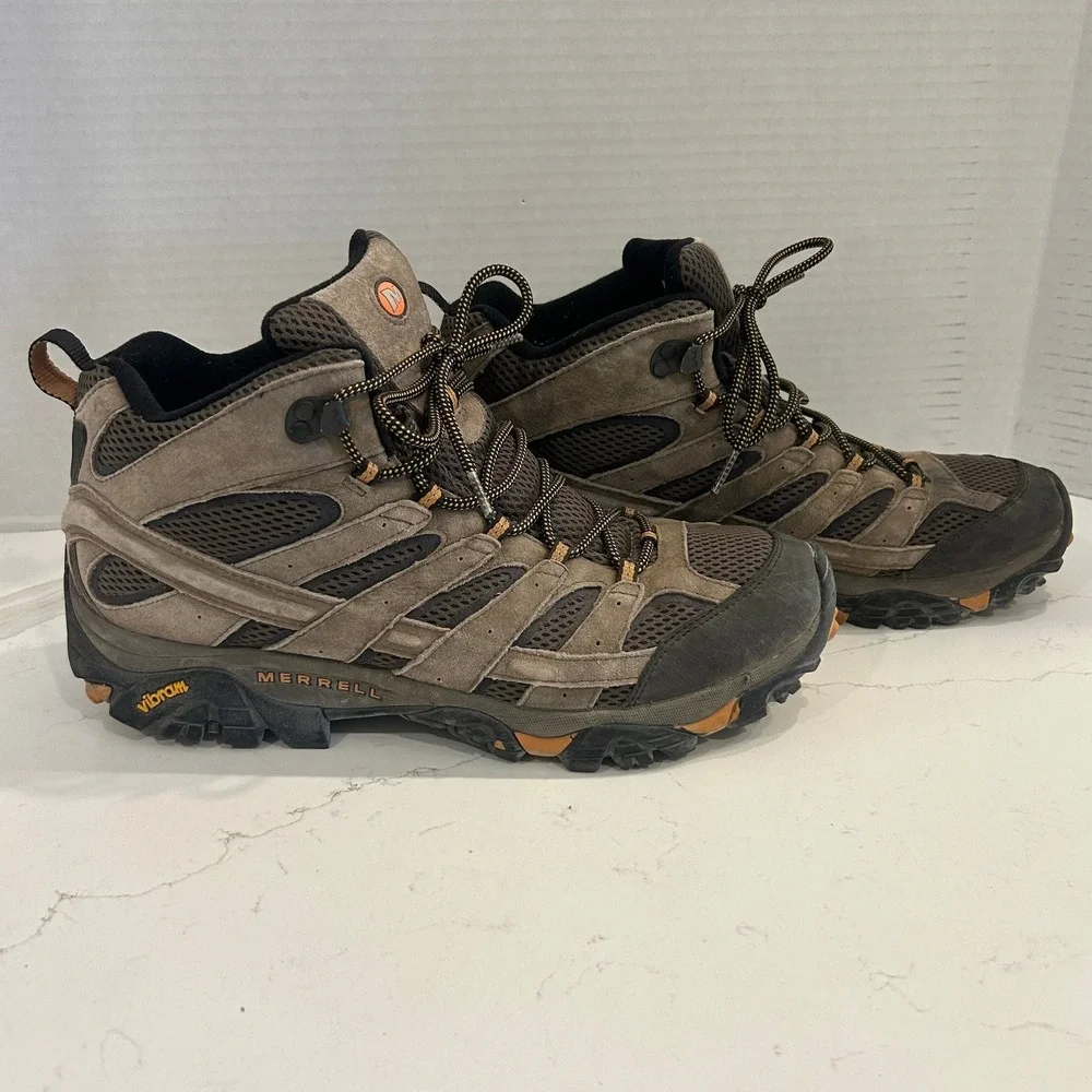Merrell Moab 2 Mid Vent Wide Hiking Boots Mens 13 Brown Vibram Outsole J06045W